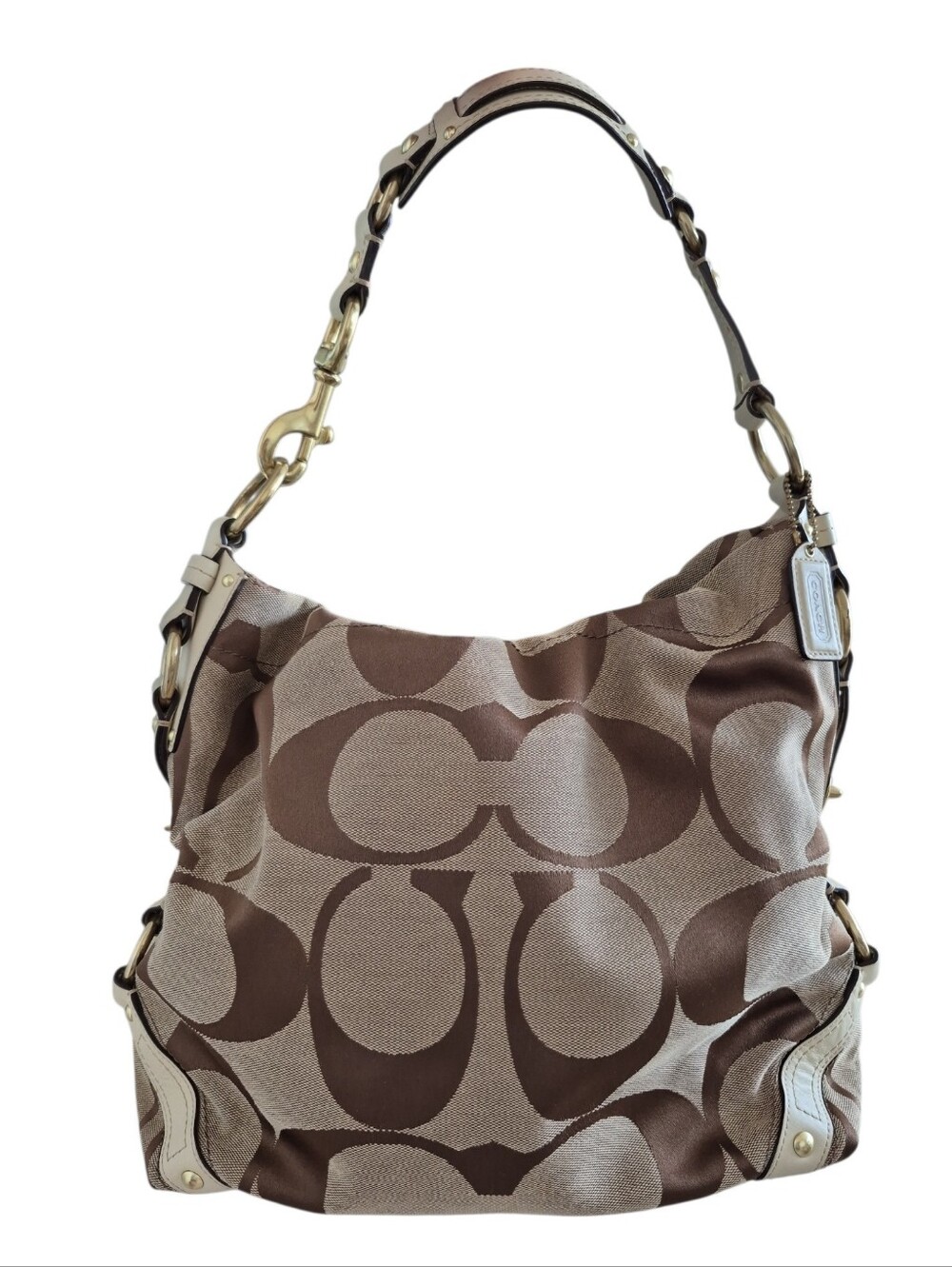 Coach Carly Canvas & Leather Hobo Shoulder Bag